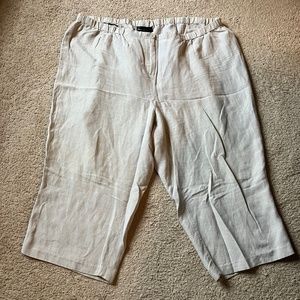 Light tan wide leg cropped Linen pants by Lane Bryant